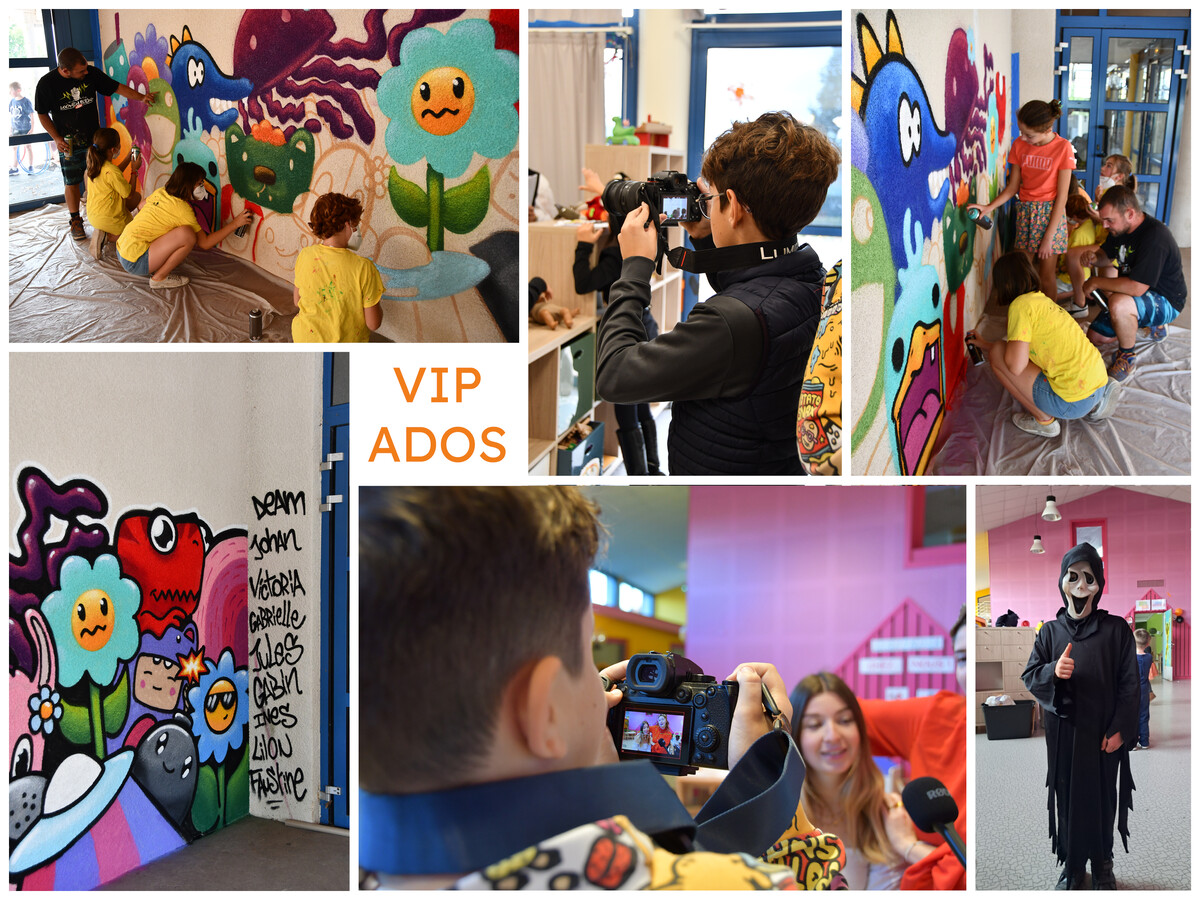Photo collage de diverses activités proposées au VIP ADOS